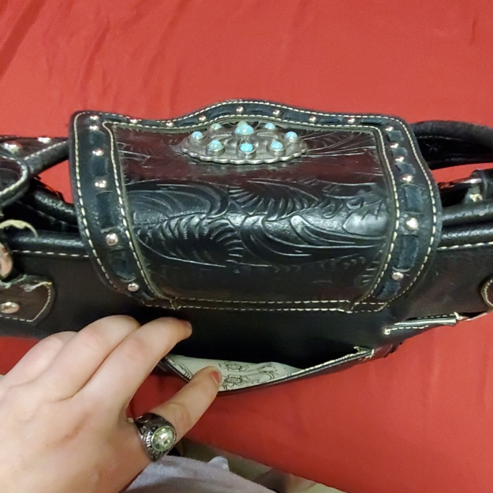 MW Black Beauty Turquoise Conch Western Purse - Picture 8 of 8